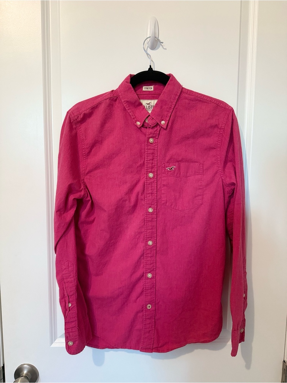 Hollister Men’s Classic Button-Down Shirt — Pink
